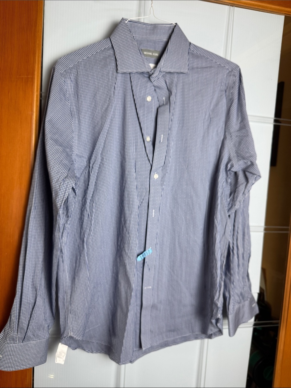 Michael Kors Blue Micro-Check Dress Shirt